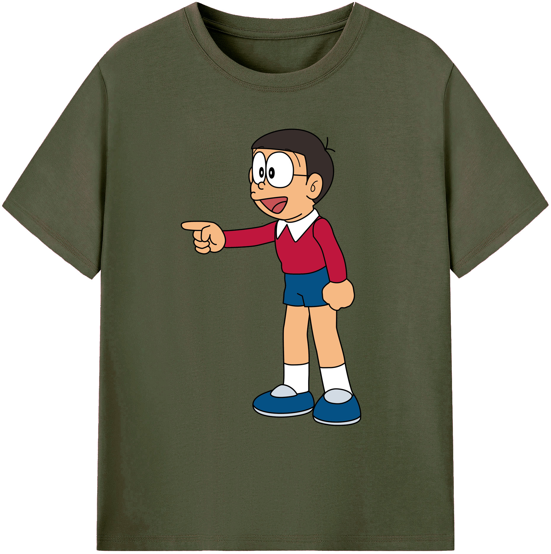 （画像用） ドラえもん 野比 のび太 Doraemon Nobita Nobi 綿100％ メンズ半袖Tシャツ｜肌触りやわらか＆通気性